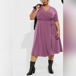 Torrid Midi Studio Knit Surplice Wrap Dress Women Plus Size